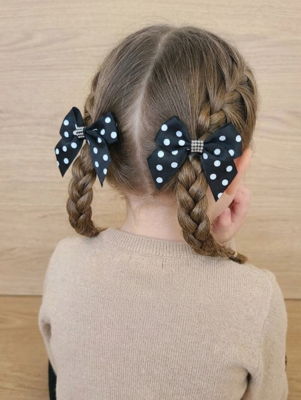 New Black Polka Dot Hair Bows - Set of 2, Black And White Bows